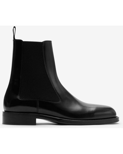 Burberry Leather Tux High Chelsea Boots​ - Black