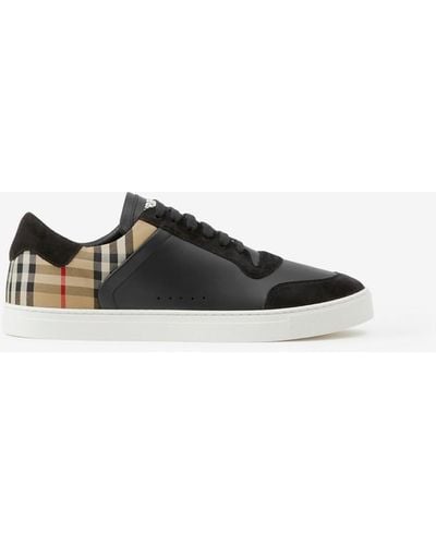 Burberry Men Vintage Check Panelled Trainers - White
