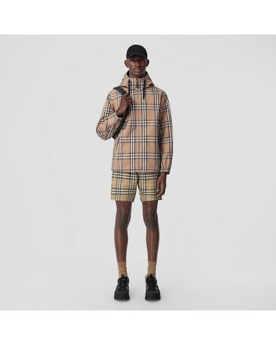 Burberry Reversible Check Cotton Blend Hooded Jacket - Multicolor