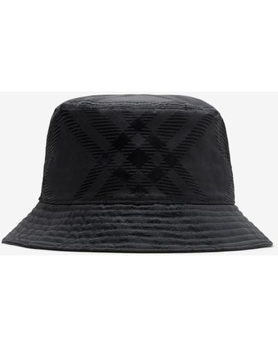 Burberry Check Nylon Blend Bucket Hat - Black