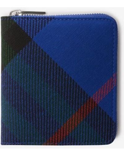 Burberry Medium Check Zip Wallet - Blue