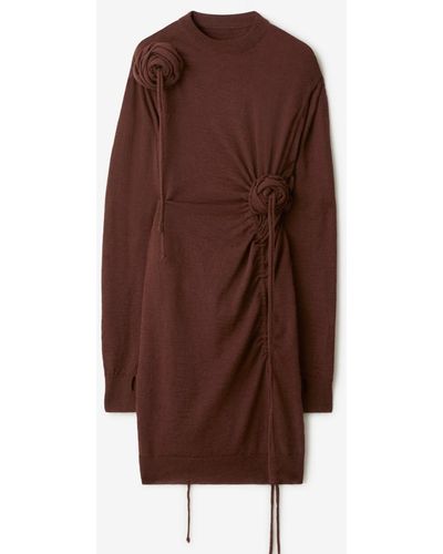 Burberry Rose Wool Sweater Dress - Brown