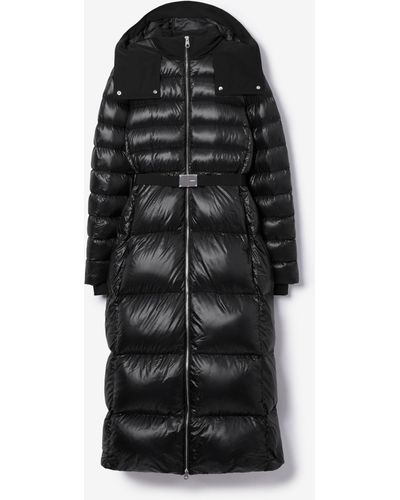 Burberry Contrast Hood Nylon Puffer Coat - Black