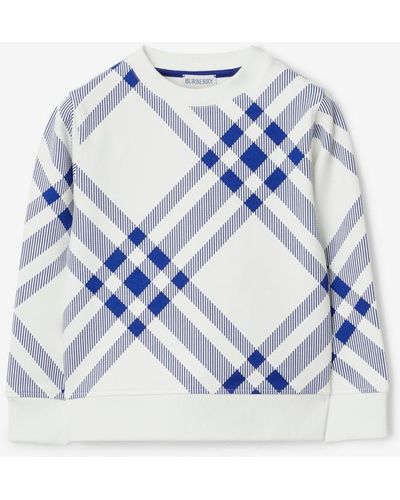 Burberry Check Cotton Sweatshirt - Blue