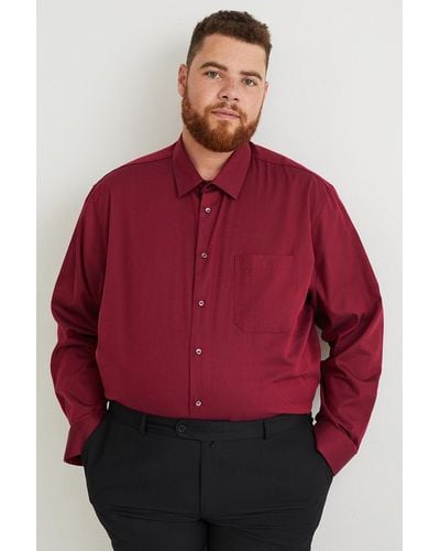 C&A Overhemd-regular Fit-kent-gemakkelijk Te Strijken - Rood
