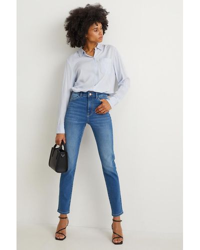 C&A Slim jeans-high waist-shaping jeans-LYCRA® - Azul