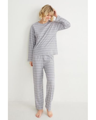 C&A Pyjama-gestreept - Grijs