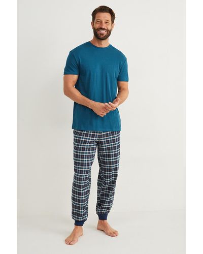 C&A Pyjama doté d'un pantalon en flanelle - Bleu