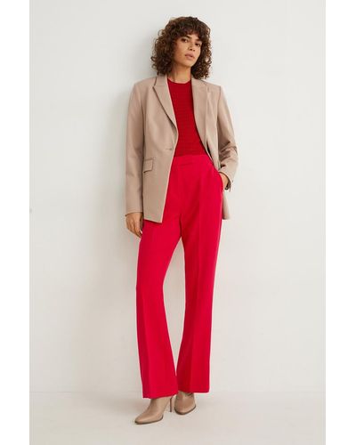 C&A Pantalón de tela-high waist-flared - Rojo