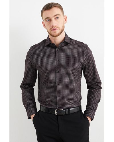 C&A Business-overhemd-slim Fit-kent-gemakkelijk Te Strijken - Grijs