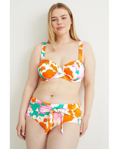 C&A Braguita de bikini-mid waist-LYCRA® XTRA LIFETM-de flores - Naranja