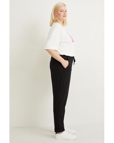 C&A Pantalón de tela-mid waist-tapered fit - Blanco
