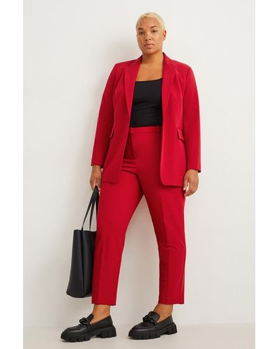 C&A Pantalón de tela-mid waist-slim fit - Rojo