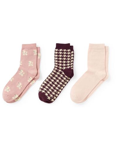 C&A Pack de 3-calcetines con dibujo-caniches - Rosa