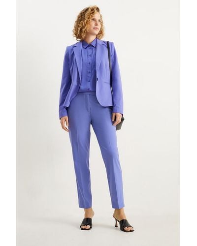 C&A Pantalón de oficina-mid waist-slim fit - Azul