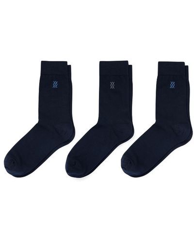 C&A Lot de 3-chaussettes-taille confortable - Bleu