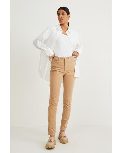 C&A Pantalón de pana-high waist-straight fit - Blanco