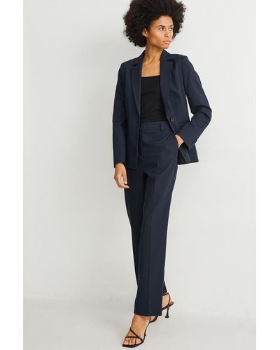 C&A Pantalón de oficina-mid waist-straight fit - Azul