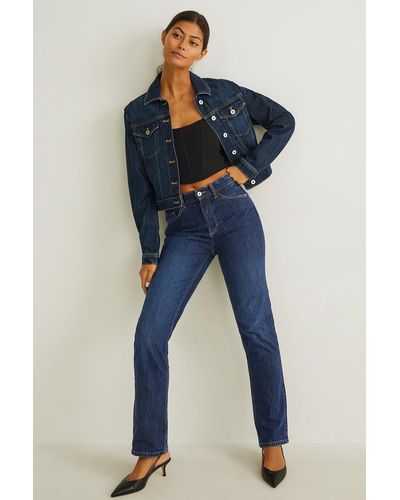 C&A Straight Jeans-high Waist-lycra® - Blauw