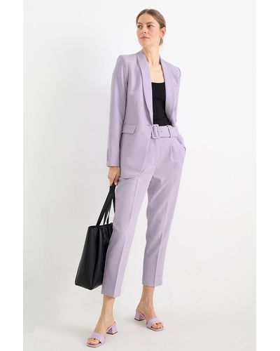 C&A Pantalón de oficina con cinturón-high waist-cigarette fit - Morado