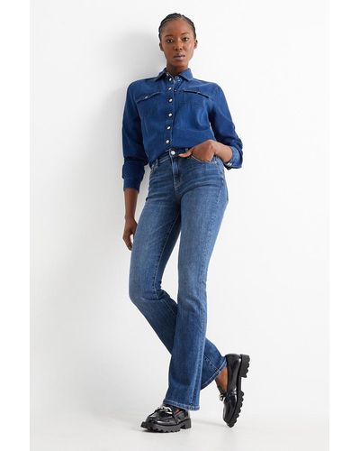 C&A Bootcut jeans-mid waist-LYCRA® - Azul