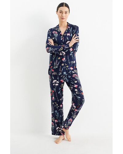 C&A Pijama-de flores - Azul