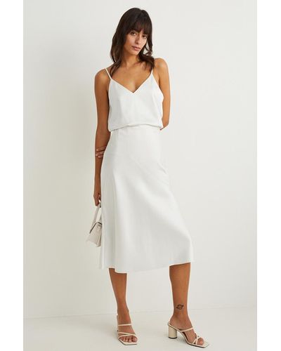 C&A Falda de raso - Blanco