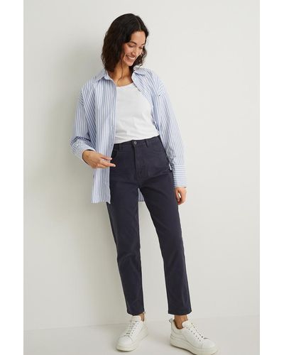 C&A Pantalon-high waist-regular fit - Bleu