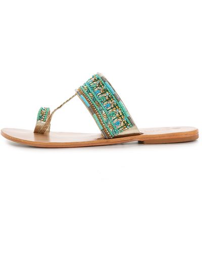 Star Mela Sabri Beaded Sandals - Turquoise - Blue