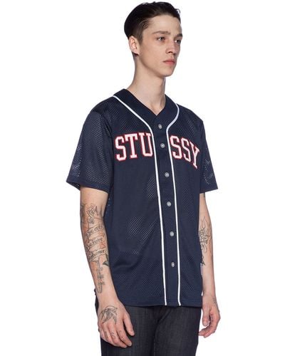 Stussy Mesh Baseball Jersey - Blue