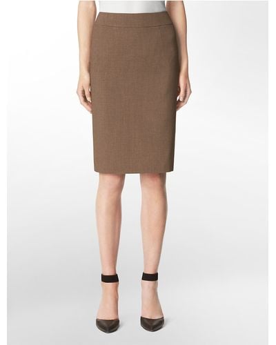 Calvin Klein Heather Taupe Pencil Suit Skirt - Brown