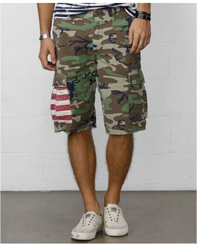 Denim & Supply Ralph Lauren Cut-Off Military Camo Cargo Shorts - Green