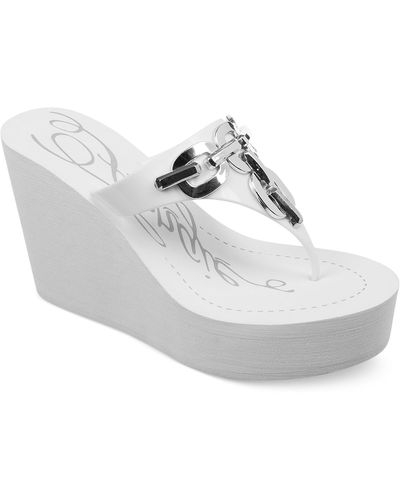 Fergie Easter Wedge Thong Sandals - White