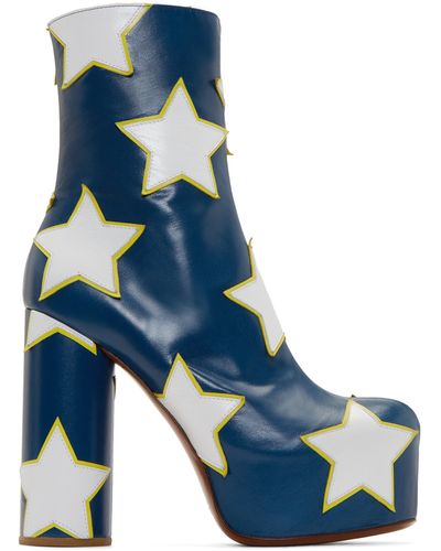 Vetements Blue And White Star Platform Boots