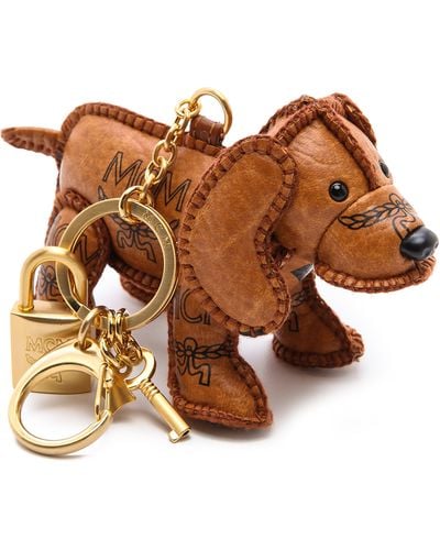 MCM Heritage Dog Charm Keychain - Cognac - Brown