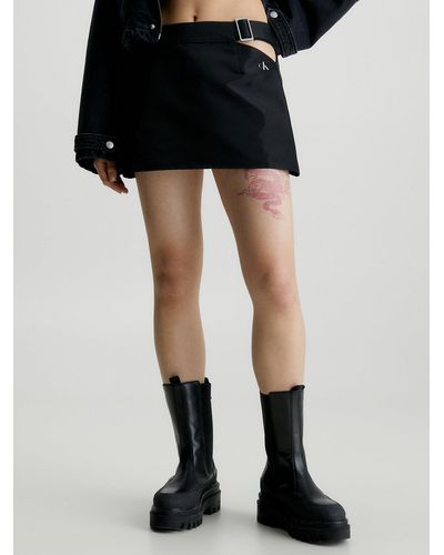 Calvin Klein Shiny Cut Out Mini Skirt - Black