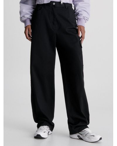Calvin Klein Pantalon cargo en sergé de coton - Noir