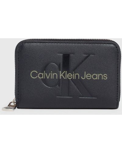 Calvin Klein Portefeuille zippé RFID avec logo - Noir