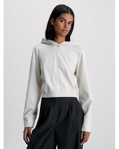 Calvin Klein Hoodie aus Milano-Jersey mit Logo Tape - Weiß