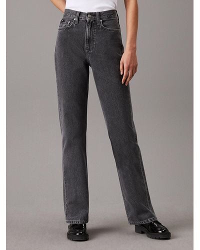 Calvin Klein High Rise Straight Jeans - Grey
