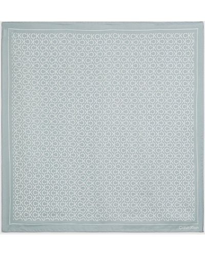 Calvin Klein Écharpe en soie avec logo - Blanc