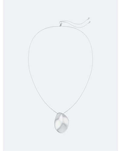 Calvin Klein Round Asymmetric Pendant Chain Necklace - White