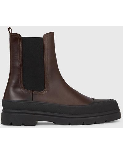 Calvin Klein Leather Chelsea Boots - Black