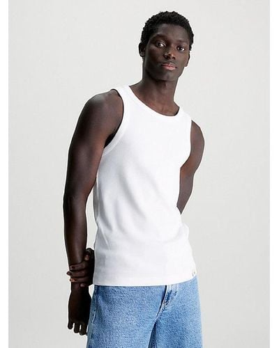 Calvin Klein Camiseta de tirantes slim de canalé - Blanco