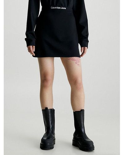 Calvin Klein Falda de punto milano con cinturilla con logo - Negro