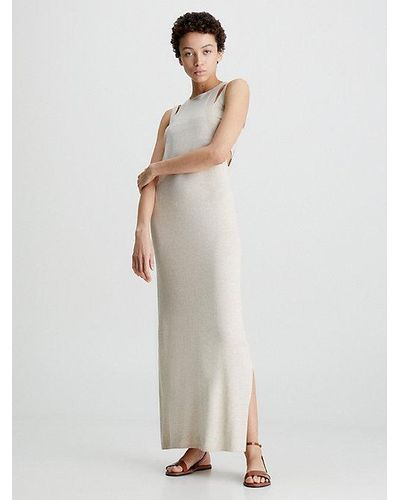 Calvin Klein Trägerkleid aus Seidenmix - Weiß