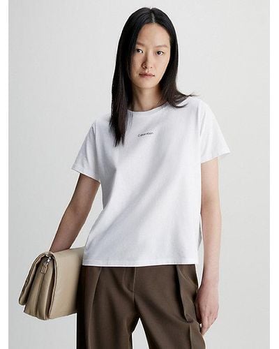 Calvin Klein Camiseta de algodón con logo pequeño - Blanco