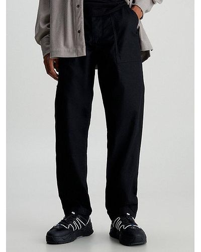 Calvin Klein Pantalones de trabajo rectos de lona - Negro