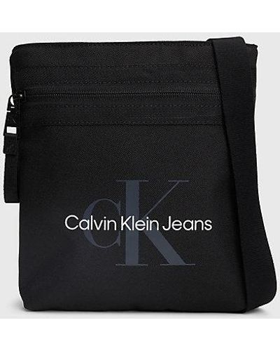 Calvin Klein Bandolera plana con logo - Negro