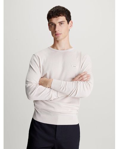 Calvin Klein Pull en soie et coton - Blanc